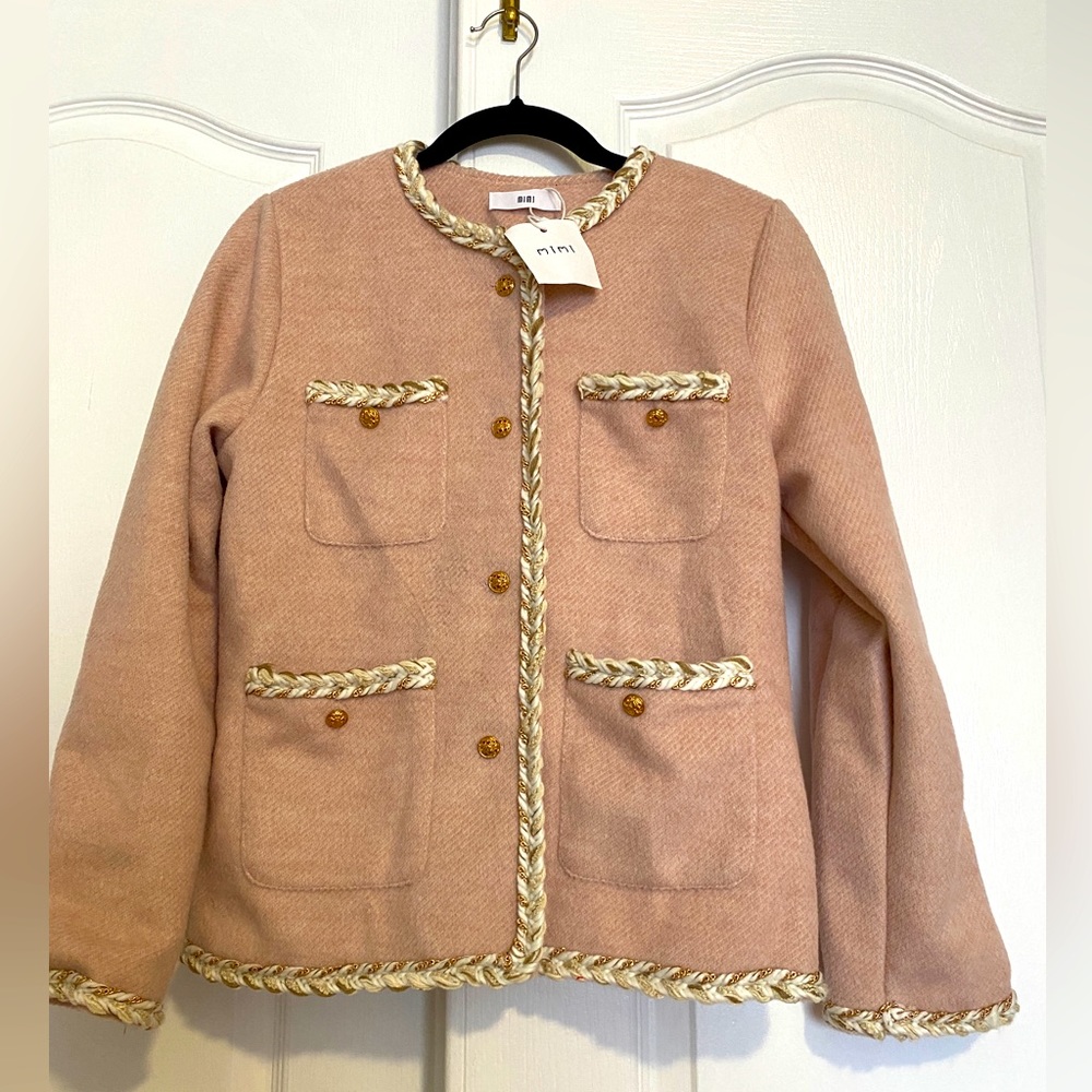 Mimi brand tweed wool designer cropped  blazer new with tags - Picture 2 of 8
